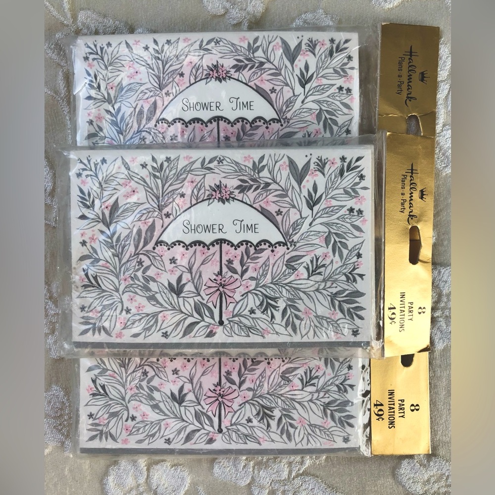 Vintage SEALED In Package 1960’s Hallmark 8 Pack Shower Party Invitations Set
